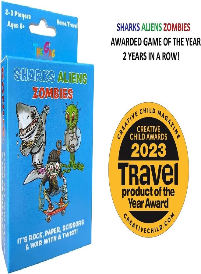 ذا جاج لعبة TheGag Sharks Aliens Zombies: لعبة ورق ممتعة للأطفال، تُشبه لعبة حجر ورقة مقص، مثالية لأمسيات الألعاب العائلية، هدية رائعة تُوضع في جوارب عيد الميلاد. - Image 3